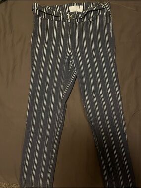 Rafaella Blue Striped Elastic Waist Pants Women Sz 12
